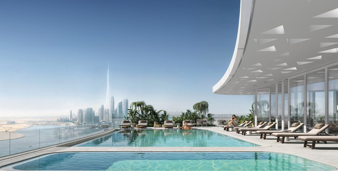 Val by Kasco: Pokoj a výhľady na Dubai Creek zo strešného infinity bazéna