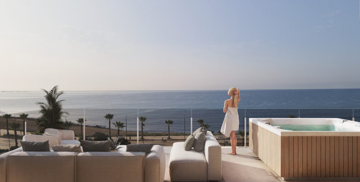 Moderné apartmány v 1. línii pri pláži s infinity bazénom