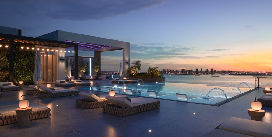 Waterfront rezidencia v Miami s rooftop bazénom a wellness
